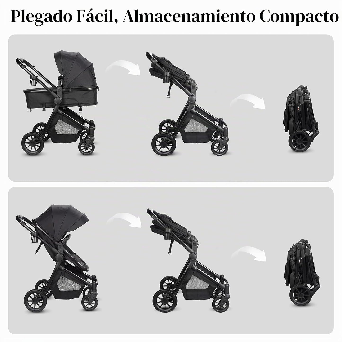 Nurtrarola - Cochecito de bebé ligero 2 en 1 con asiento reversible...