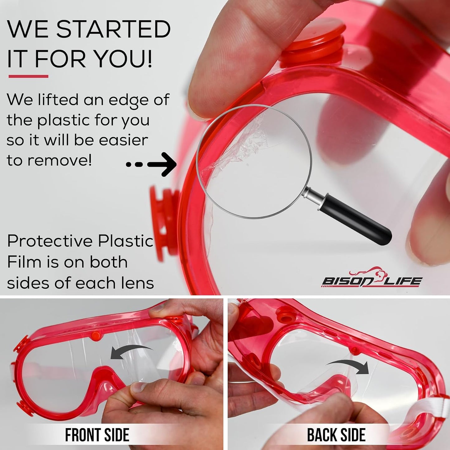 BISON LIFE Gafas de seguridad para niños, gafas protectoras para ni...