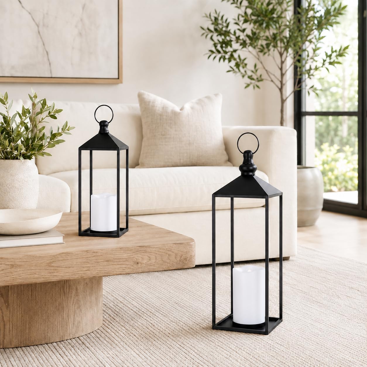 Faroles LED decorativos para interiores y exteriores, juego de faro...