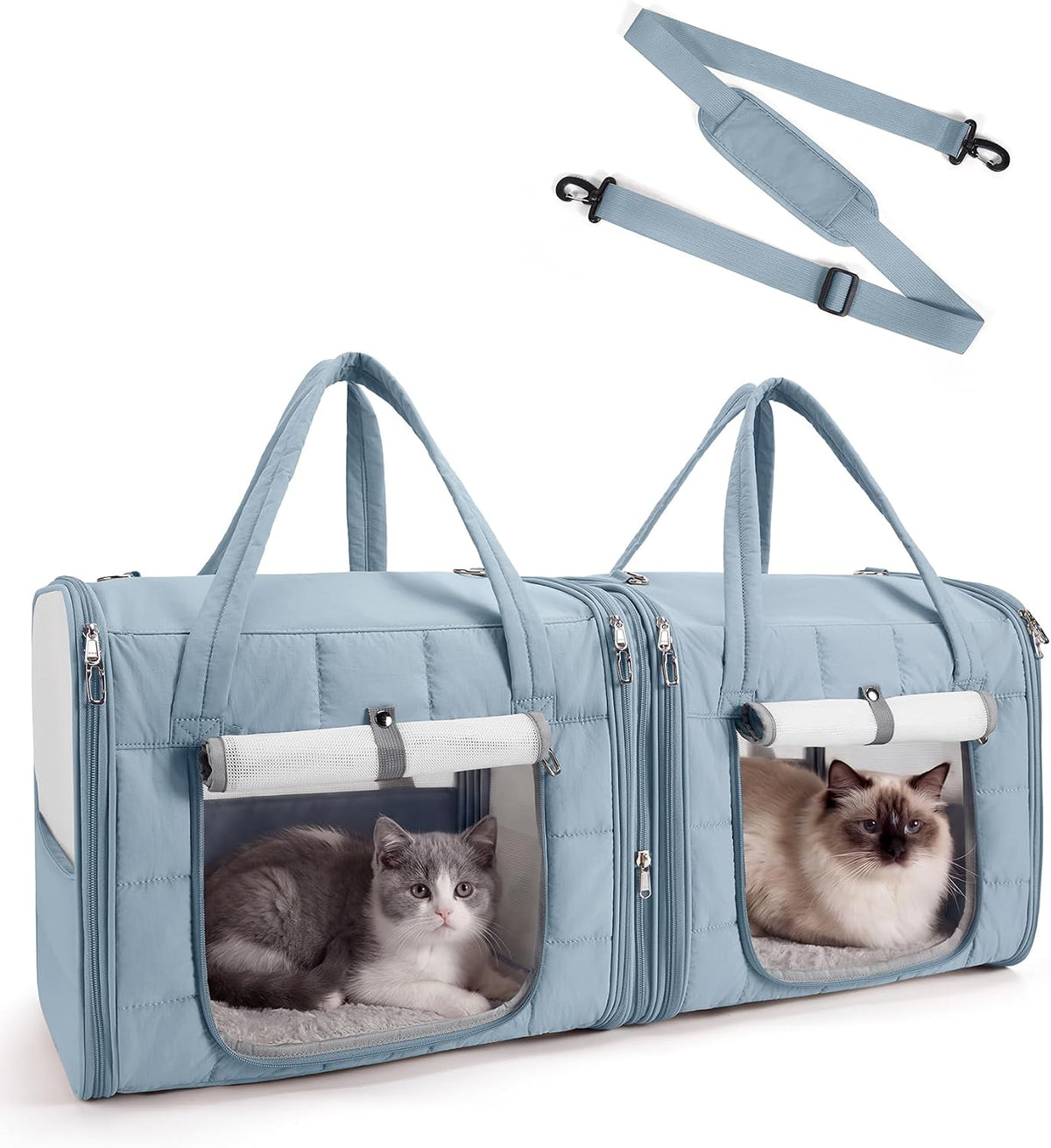 BAGSMART Transportador doble para gatos para 2 gatos, transportador...