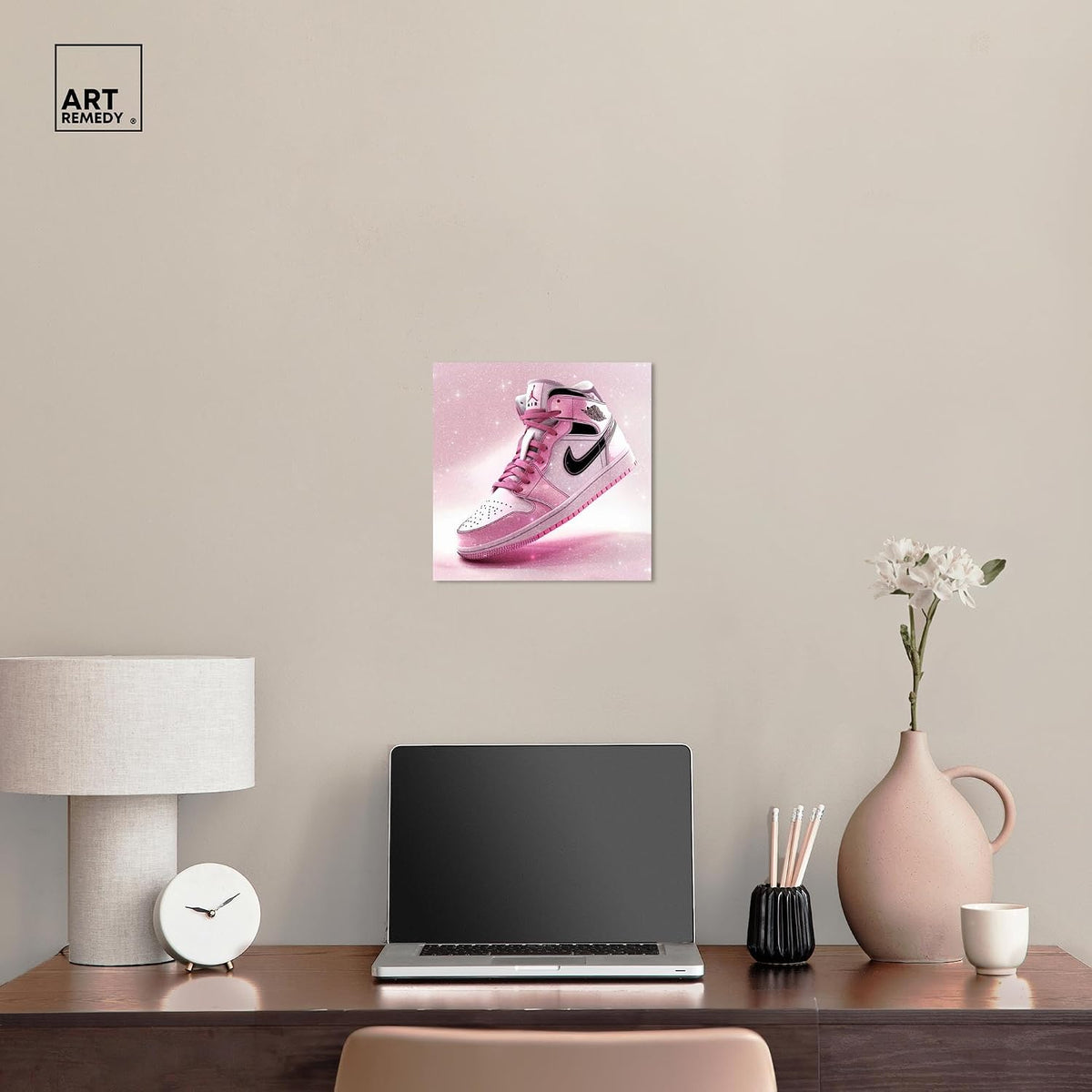 Art Remedy Pink Glimmer - Tenis de lona para niña, galería, 12 x 12...
