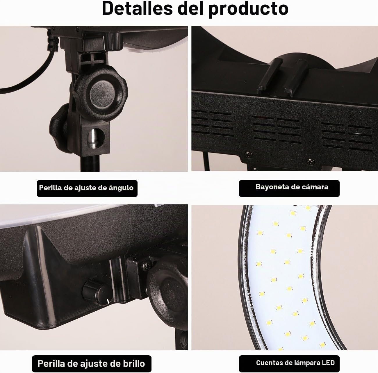 Espejo de anillo de luz de 240 LED para maquillaje con soporte para...