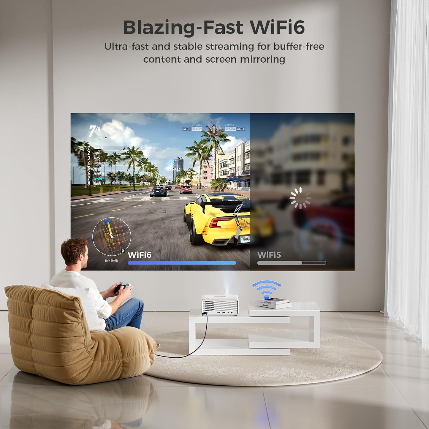 GOODEE Mini proyector con WiFi y Bluetooth - Aplicaciones integrada...