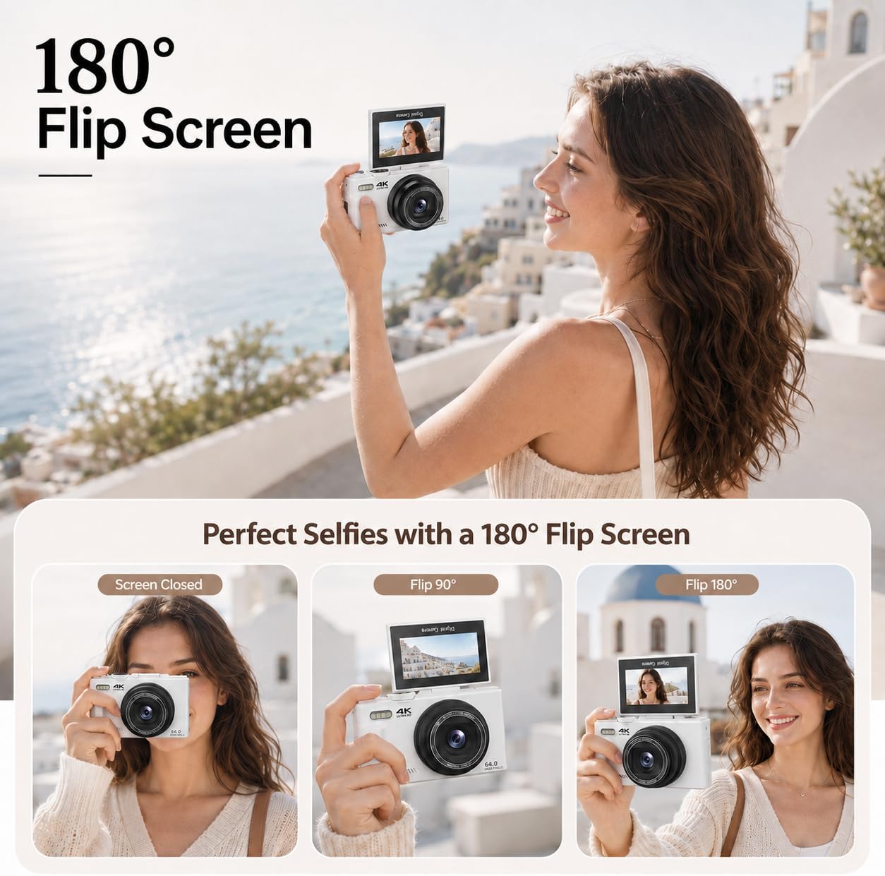 Cámara digital 4K para fotografía, cámara de vlogging de 64MP para...