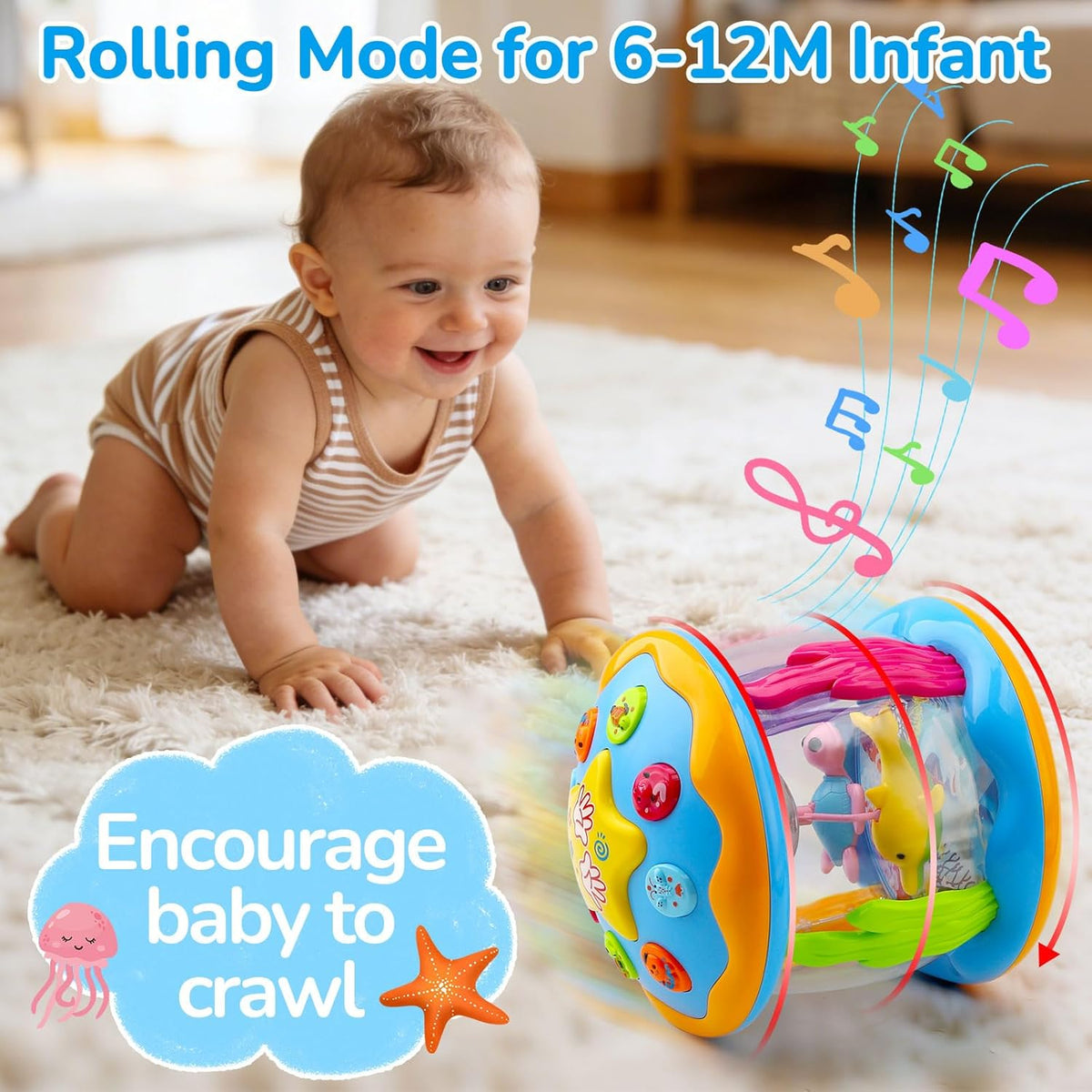 Tsomtto Juguetes Musicales para Bebés de 12 Meses Proyector Girator...