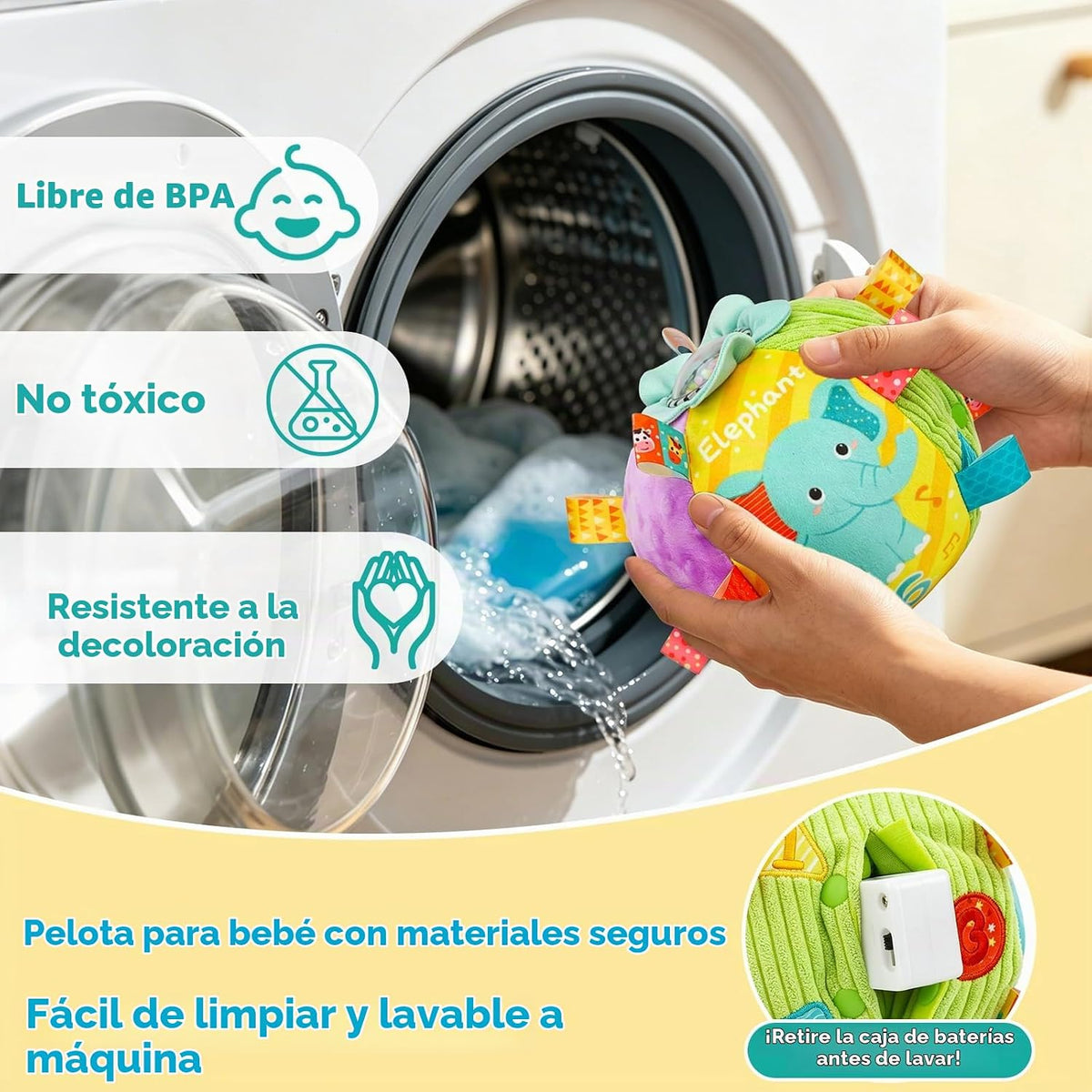 Thremhoo Juguete musical de bola para bebé con sonidos y canciones...