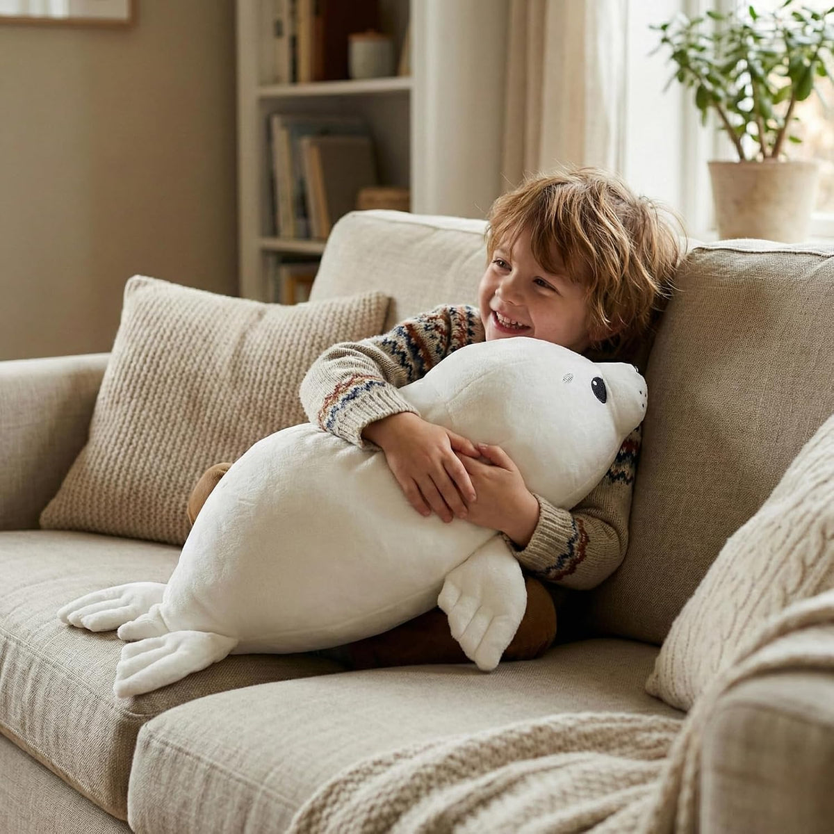 WEIGEDU - Almohada de peluche con sello de bebé, color blanco, 20 p...
