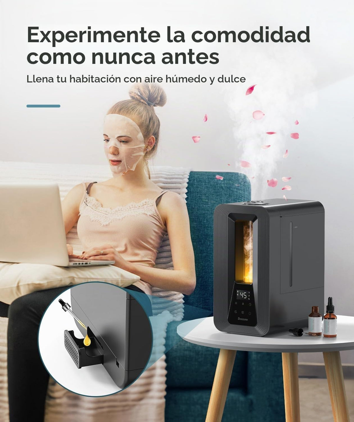 BREEZOME Humidificadores de 6L para dormitorio, humidificador de ll...