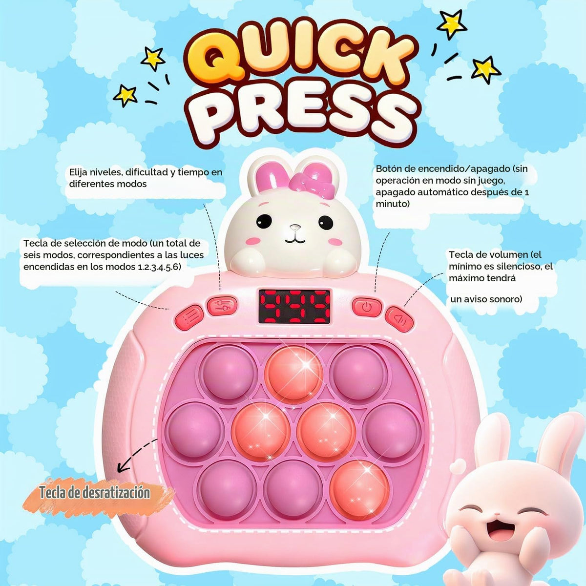 Lesipee Consola de juegos de empuje rápido para niños, juguete de b...