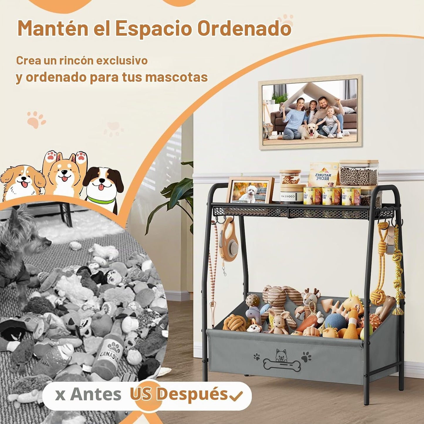 Lomivra Cesta grande de juguetes para perros (23.6 x 11.2 x 9.7 pul...