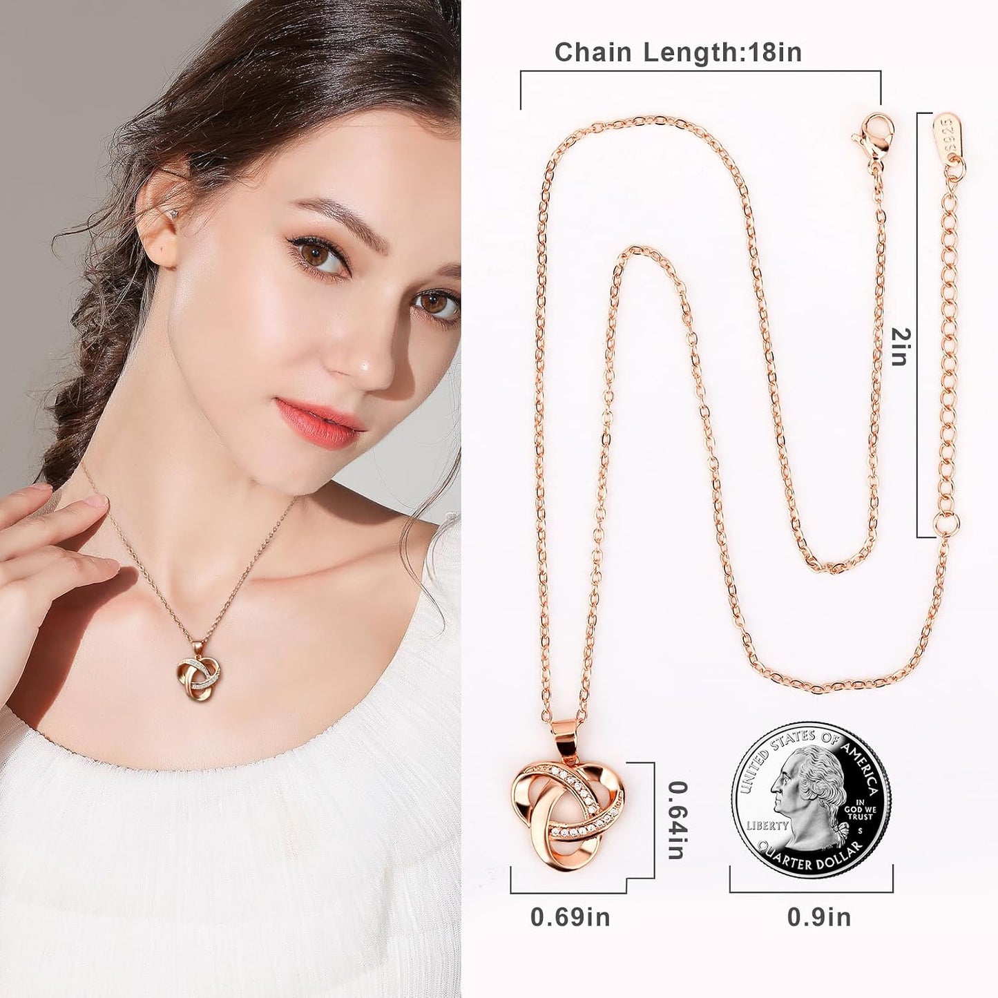 Collar de nudo de amor Alsanix, collar colgante de nudo de amor con...