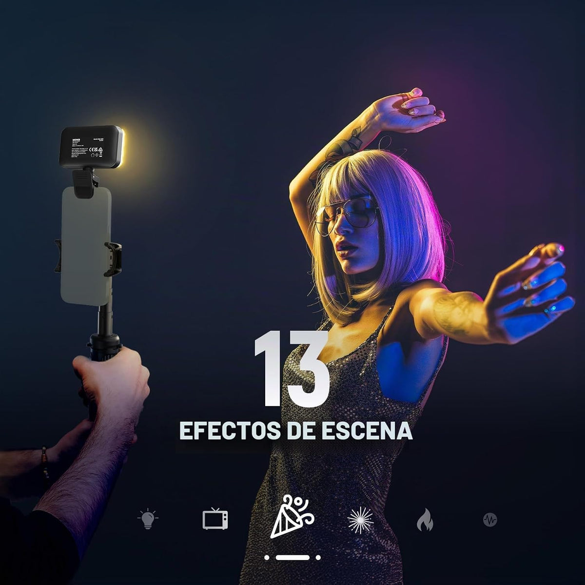NEEWER Versión de Nivel de Entrada Luz LED RGB Selfie, 91 LEDs Luz...
