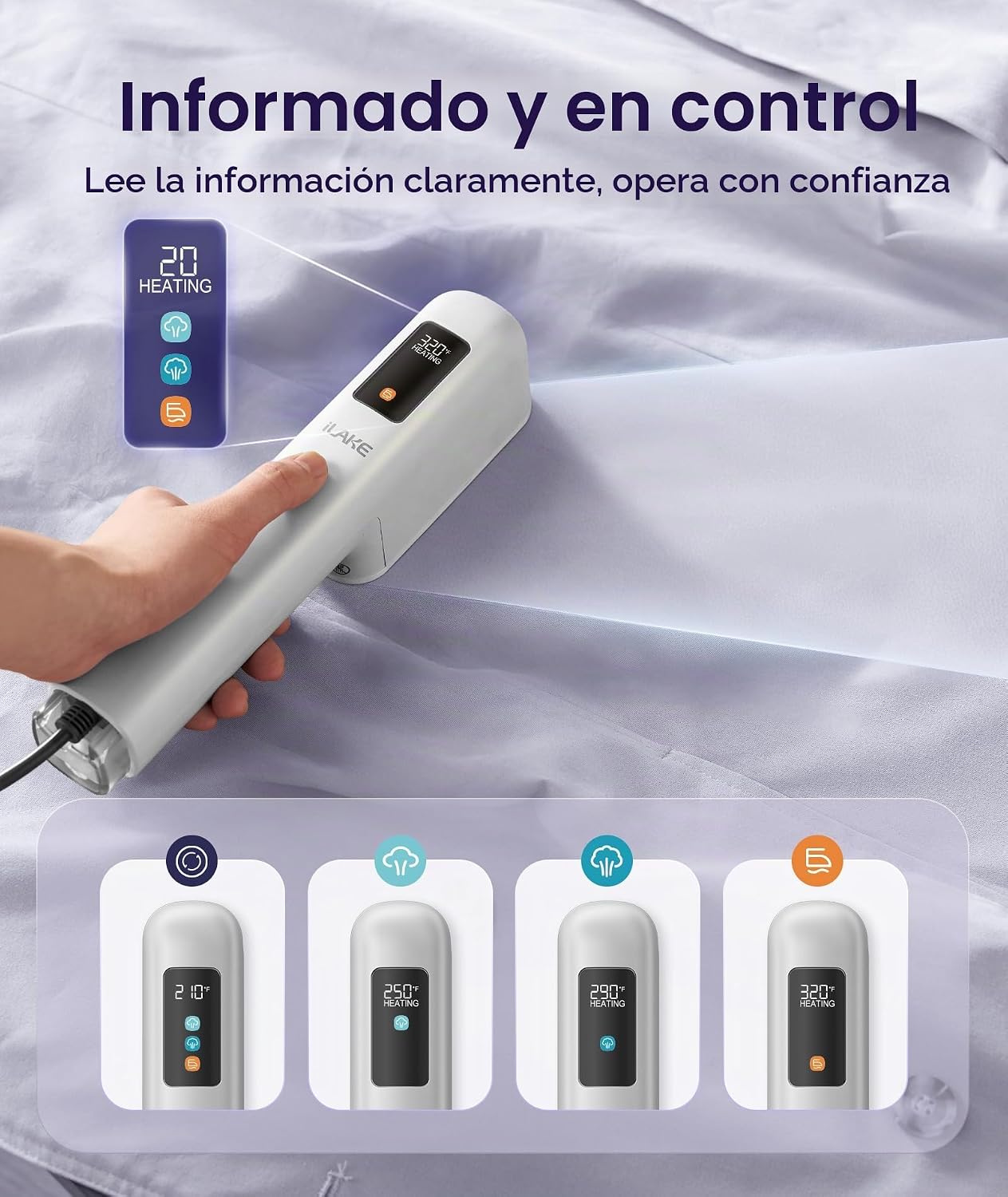 iLake Vaporizador de viaje para ropa, 100-240 V, vaporizador de man...