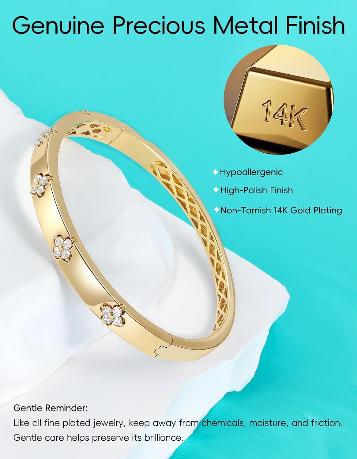 TIMELESSTAR Pulseras de trébol para mujer, hipoalergénicas, moissan...