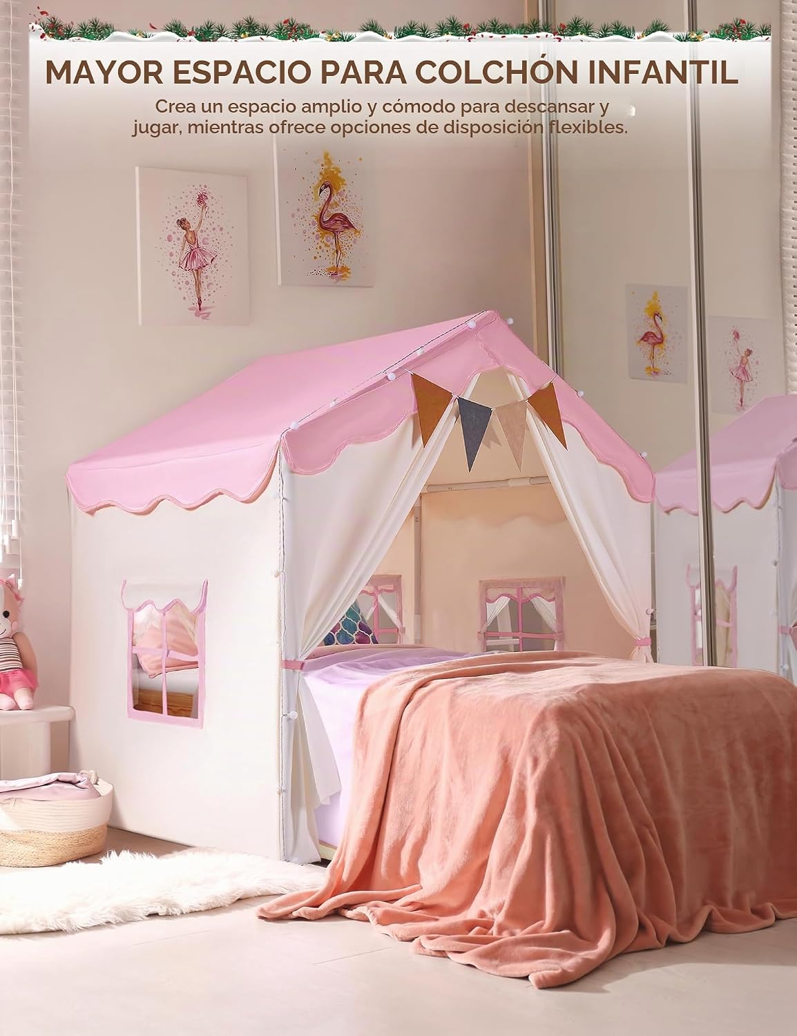 besrey Tienda de campaña para niños, tienda de campaña 2 en 1 con a...