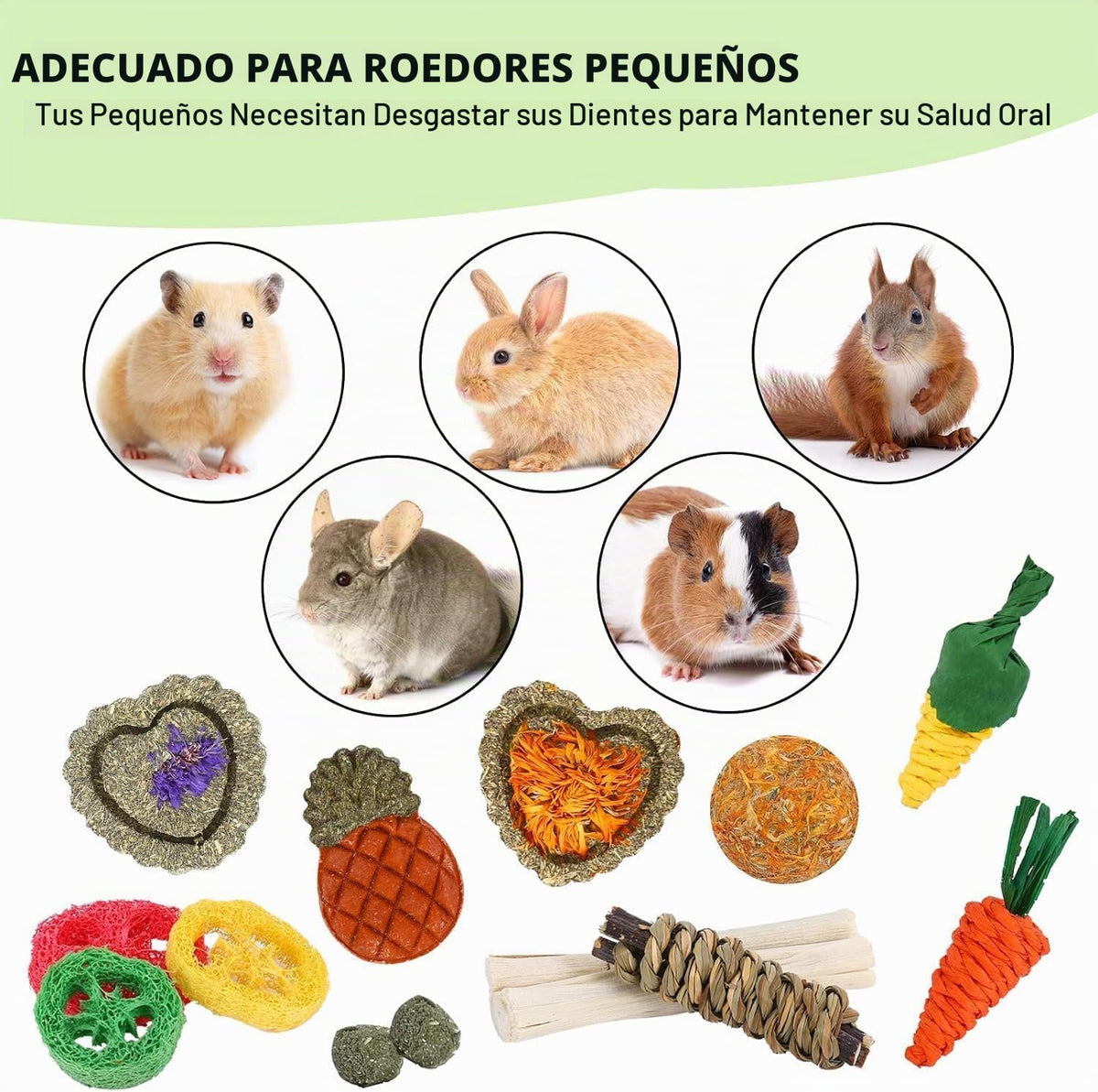 VESPRO Juguetes para conejos, 21 piezas de juguetes masticables par...