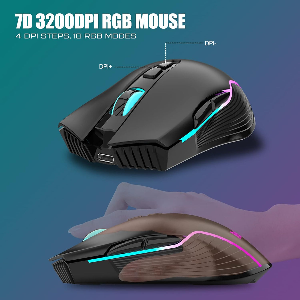 RedThunder K10 - Combo de teclado y ratón inalámbricos para juegos,...