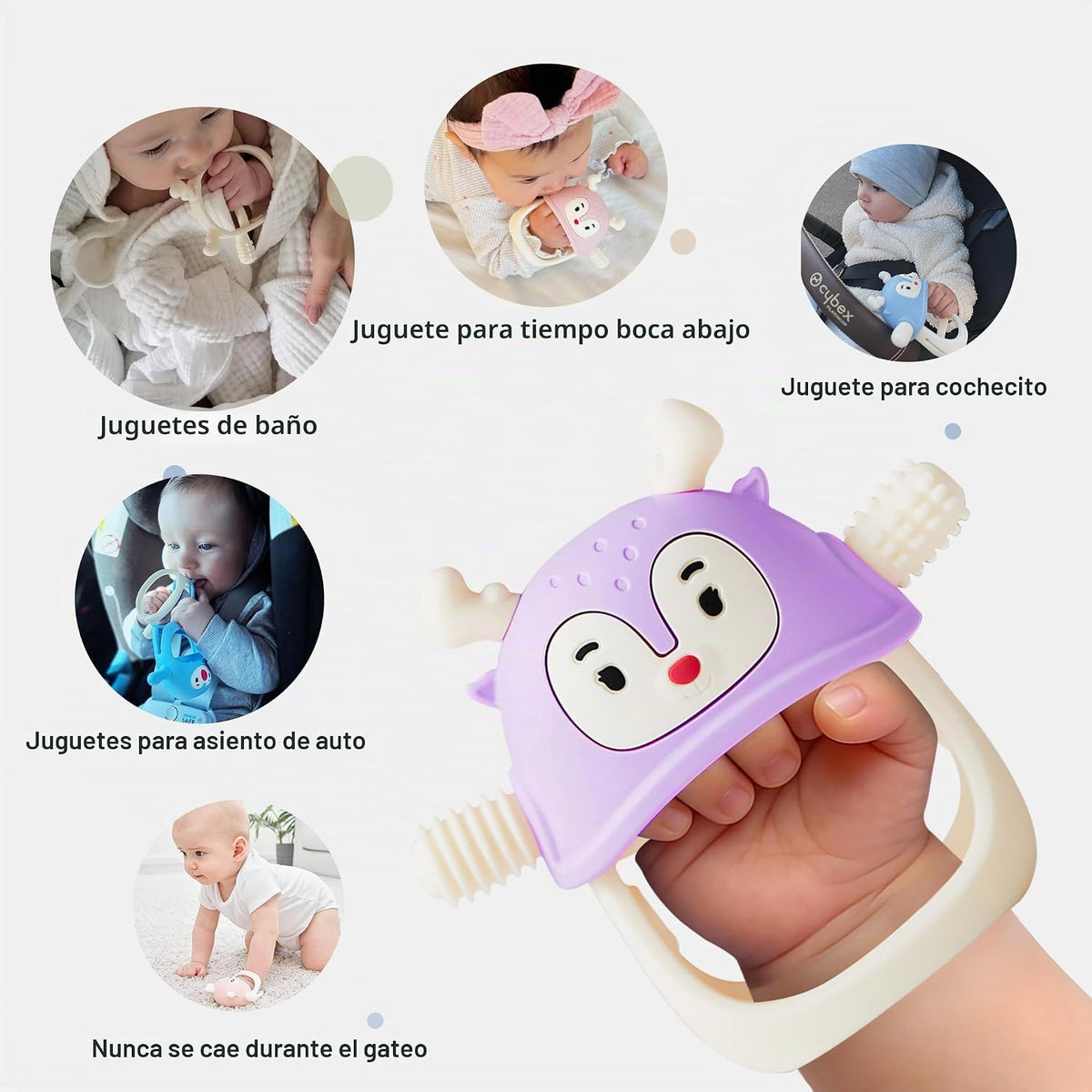 Smily Mia Juguete de dentición de renos de silicona para bebés de 3...