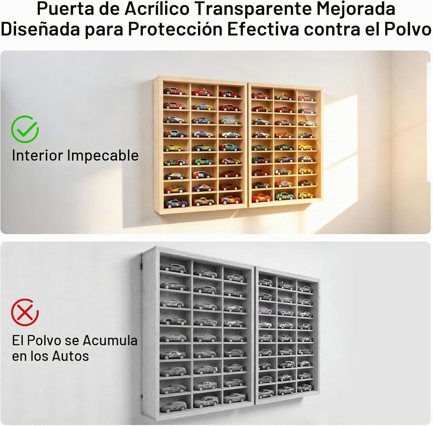 Vitrina de madera para montaje en pared para Hot Wheels 54 Space 1\...