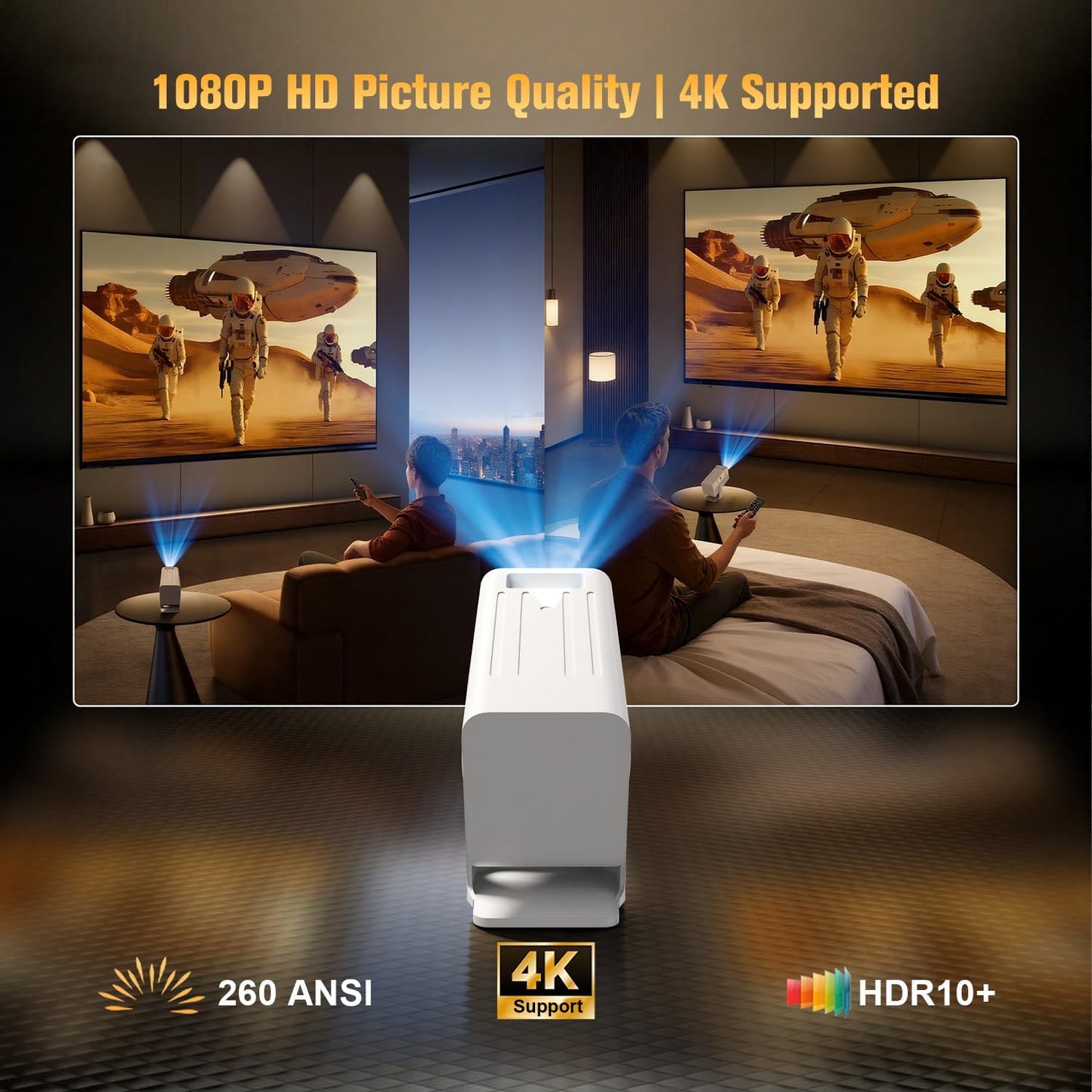 XENPONAD Mini proyector con WiFi y Bluetooth, proyector compatible...