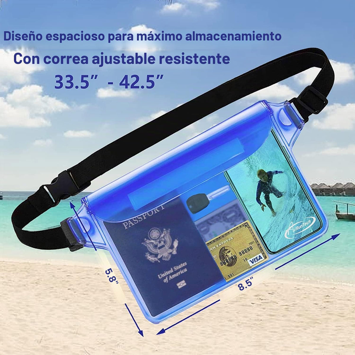AiRunTech - Bolsa impermeable con correa para cintura (pack de 2),...