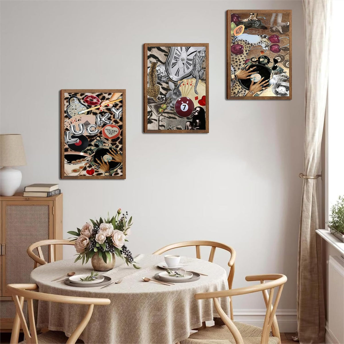Juego de 3 arte de pared estético de leopardo para mujer negra, imp...