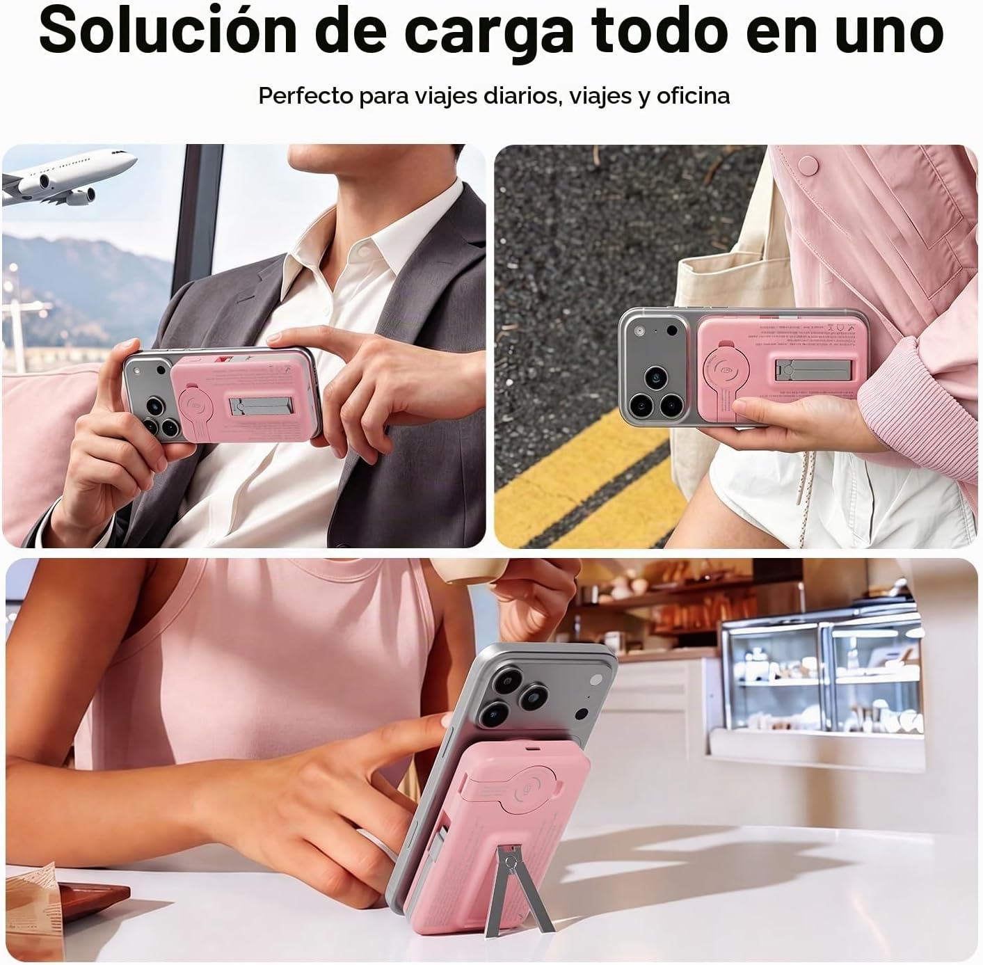 Q Cargador portátil inalámbrico magnético de 10,000 mAh, batería ex...