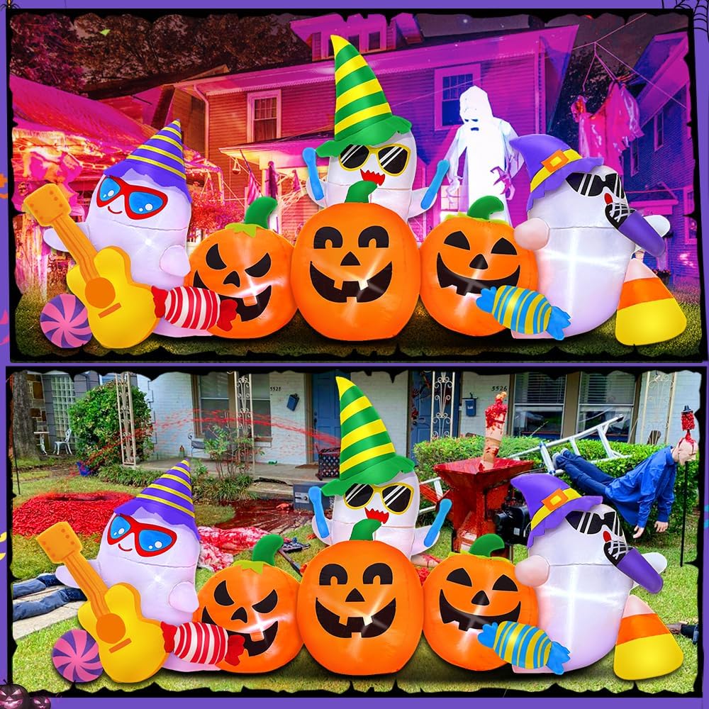 Decoración inflable de Halloween de 8 pies con diseño de calabaza f...