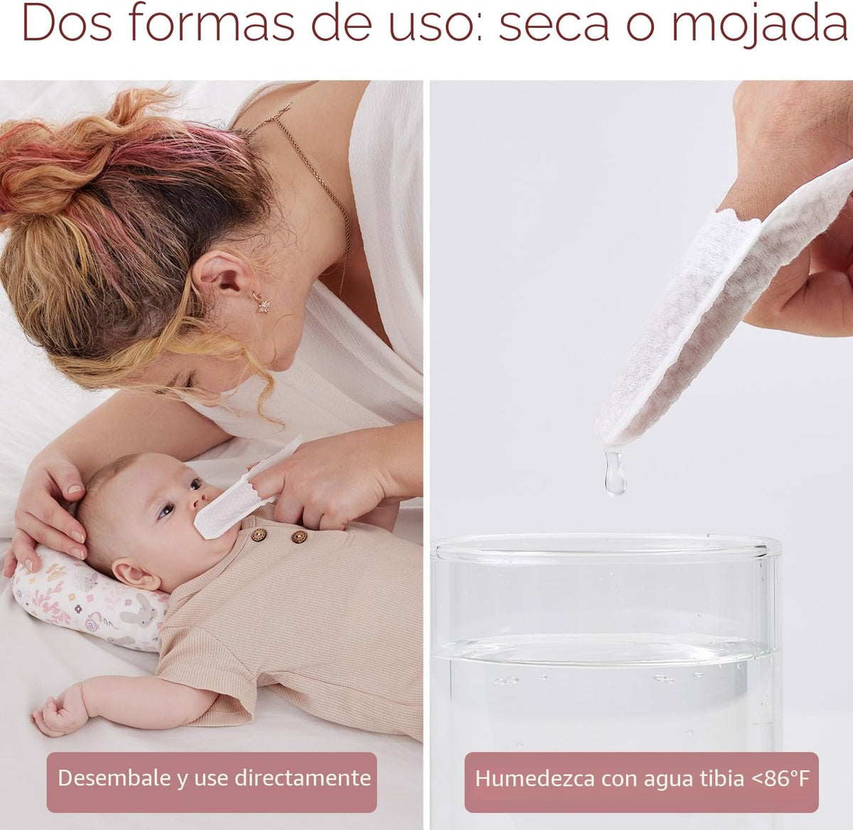 Momcozy Cepillo de Dedos para Bebés, Cepillo Limpiador con Toallita...