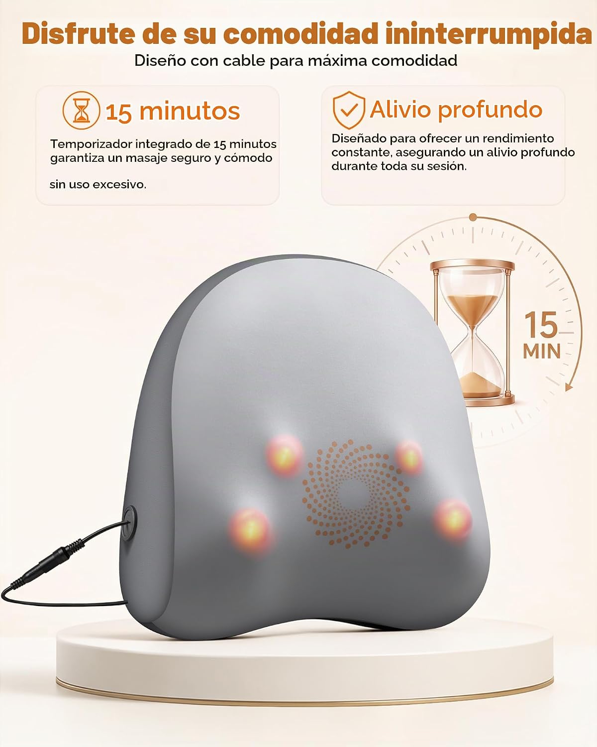 Masajeador de espalda eléctrico JZBRAIN, calor de amasado de tejido...