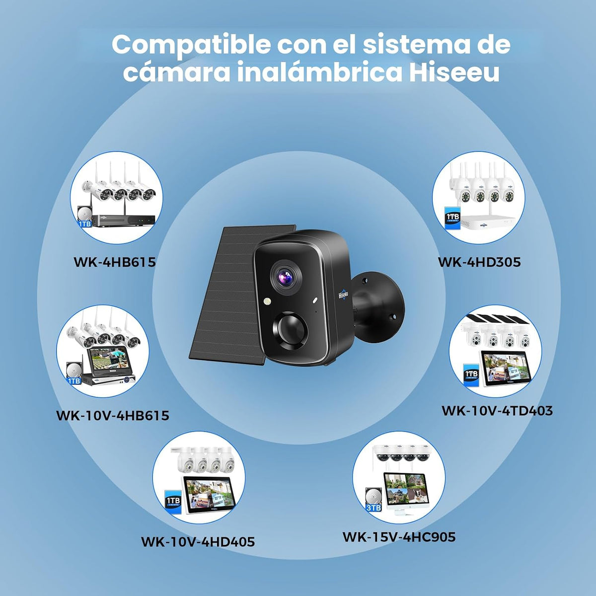 Hiseeu Cámaras de seguridad inalámbricas para exteriores, 4 cámaras...