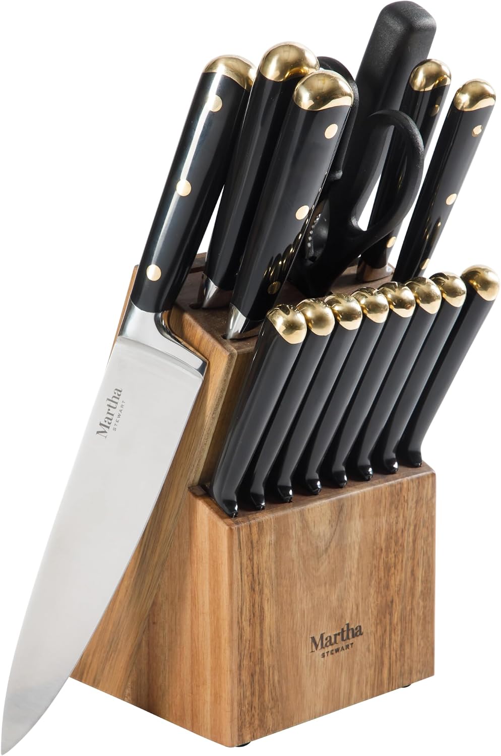 Martha Stewart Juego de 16 cuchillos de cocina de acero inoxidable...