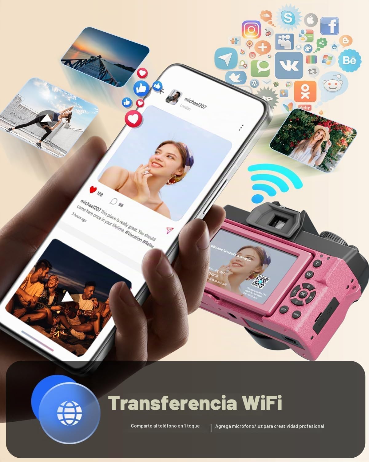 NBD Cámaras digitales 8K para fotografía, cámara fotográfica de 64...