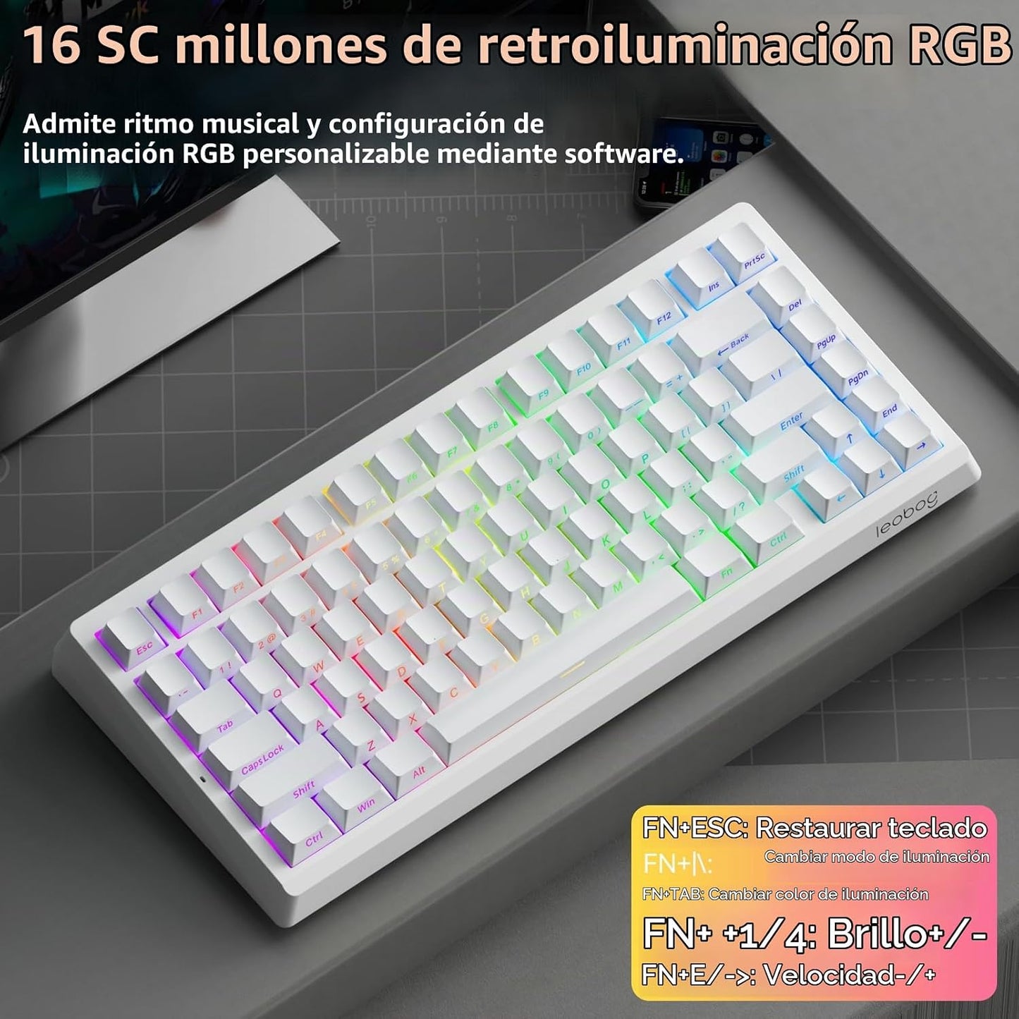 LEOBOG A80 RT Efecto Hall Teclado mecánico para juegos Disparador r...