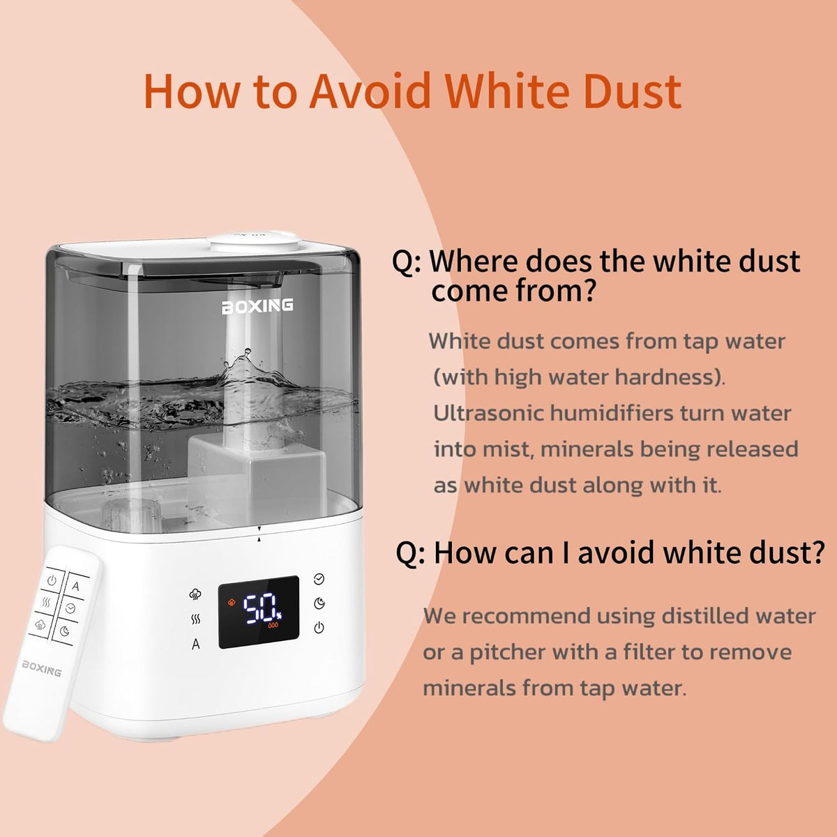 BOXING Humidificadores de niebla cálida y fría para dormitorio, hab...