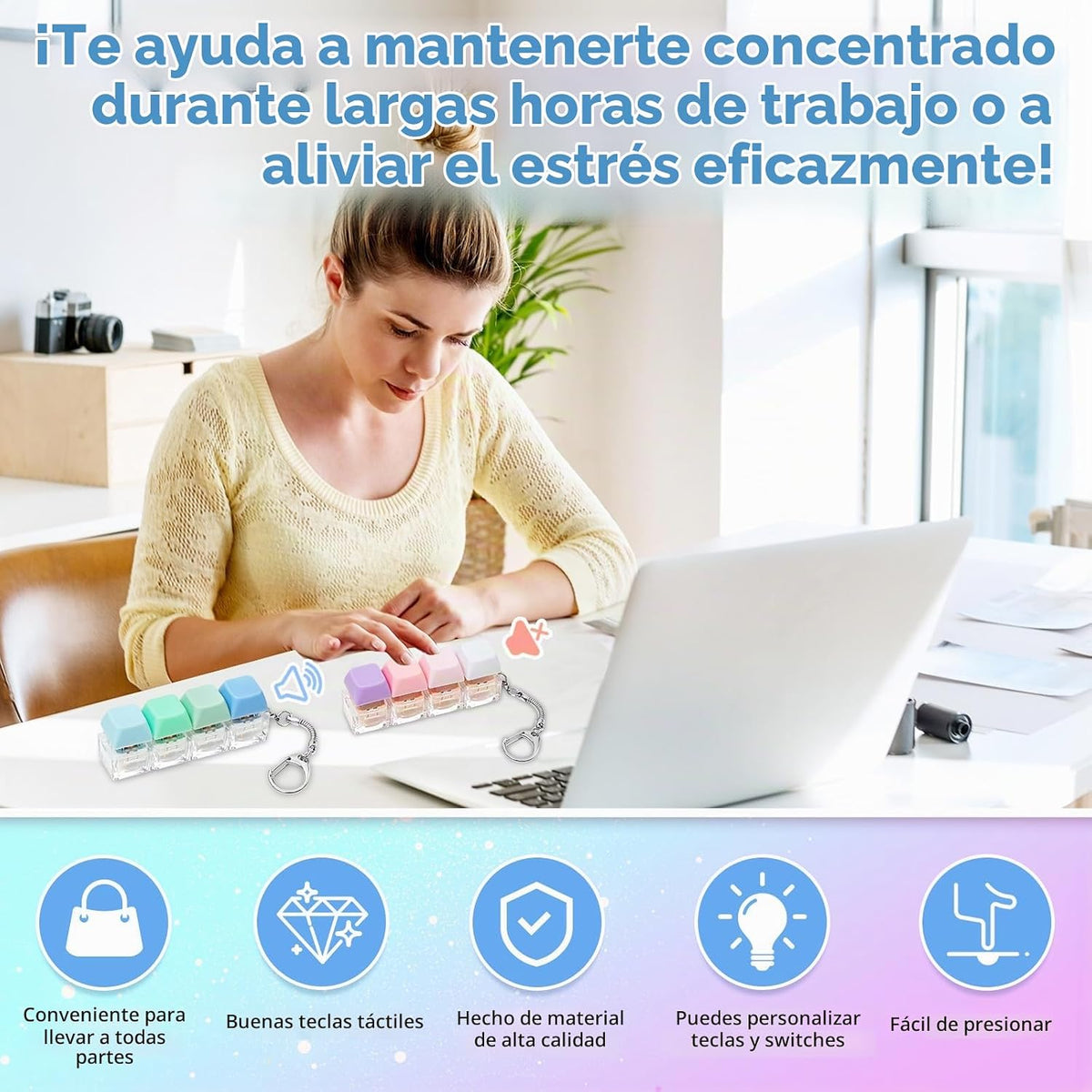 Juguete para ansiedad con teclado con clicker, teclado silencioso,...
