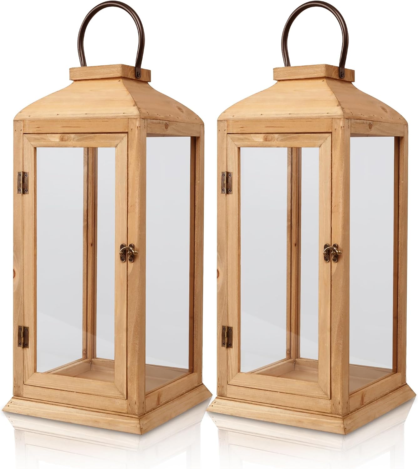 Bdor Paquete de 2 faroles de madera para exteriores de 22.5 pulgada...