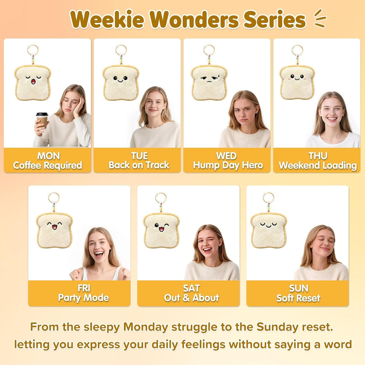 Ausener Weekie Wonders - Dije emocional para bolsa de peluche, felp...