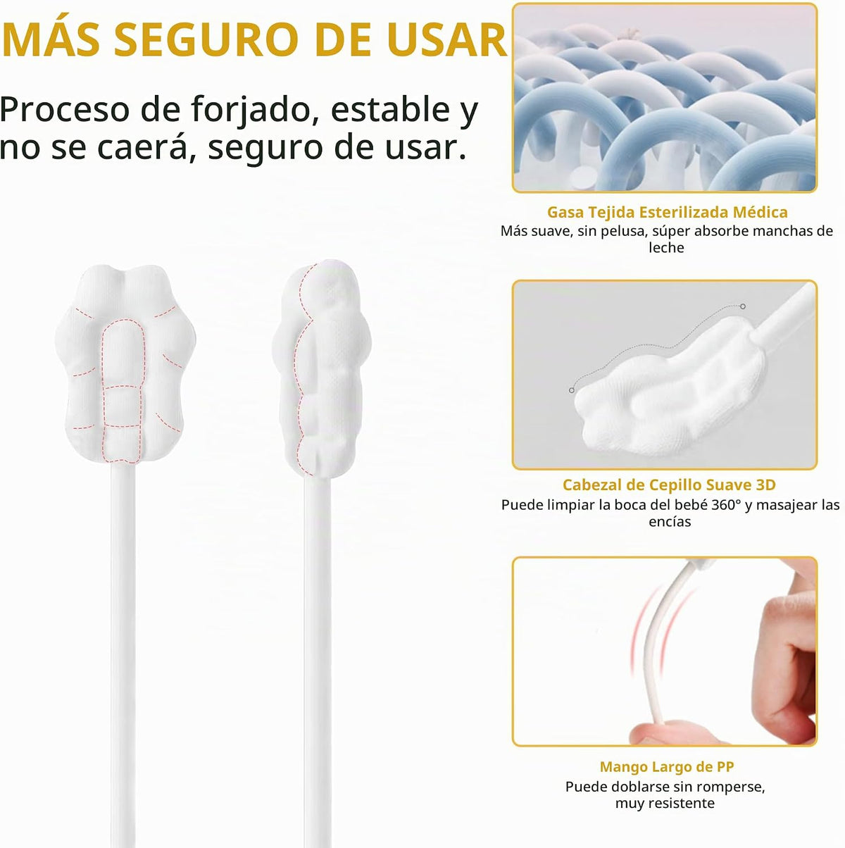 EASICUTI Limpiador de Lengua para Bebé Mejorado, 52PCS Cepillo de D...