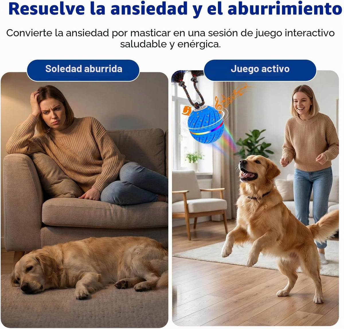 Pelota interactiva inteligente de juguetes para perros para mastica...