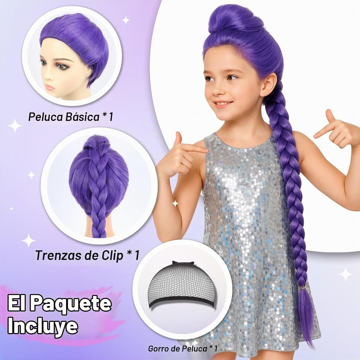 Morvally - Peluca de 33.5 pulgadas de color púrpura con trenza larg...