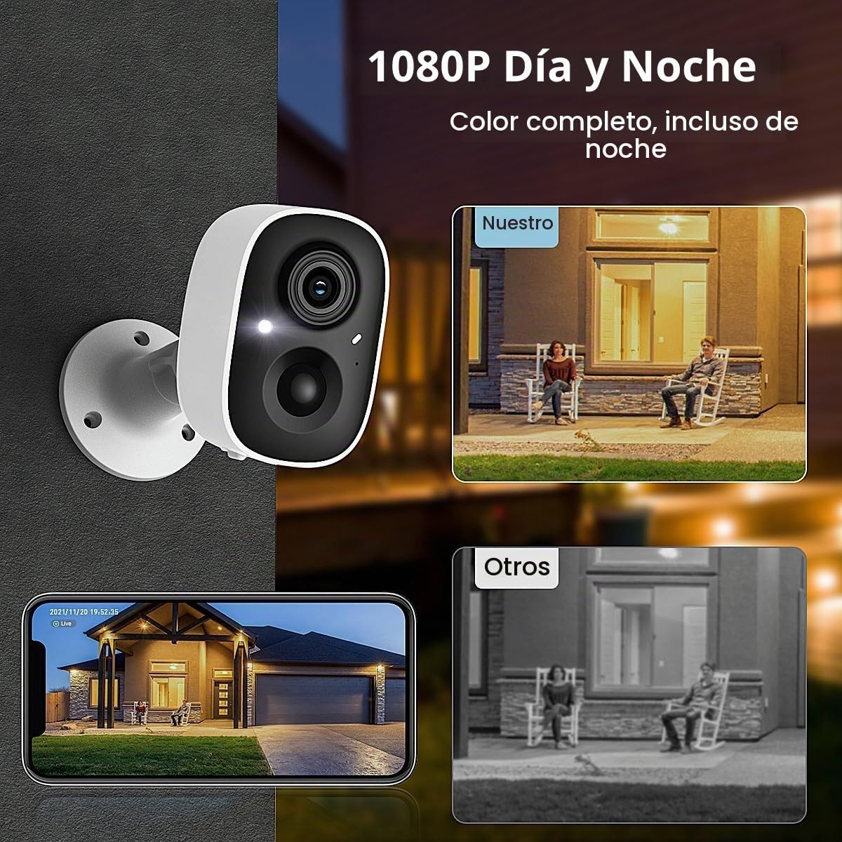 Vídeo GMK 2K, cámaras de seguridad inalámbricas al aire libre, grab...