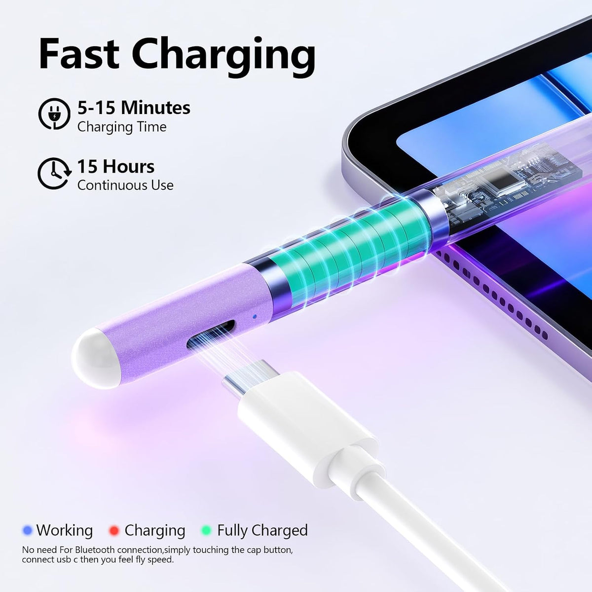 Lápiz óptico para iPad 6-11ª generación 2X carga rápida, rechazo de...