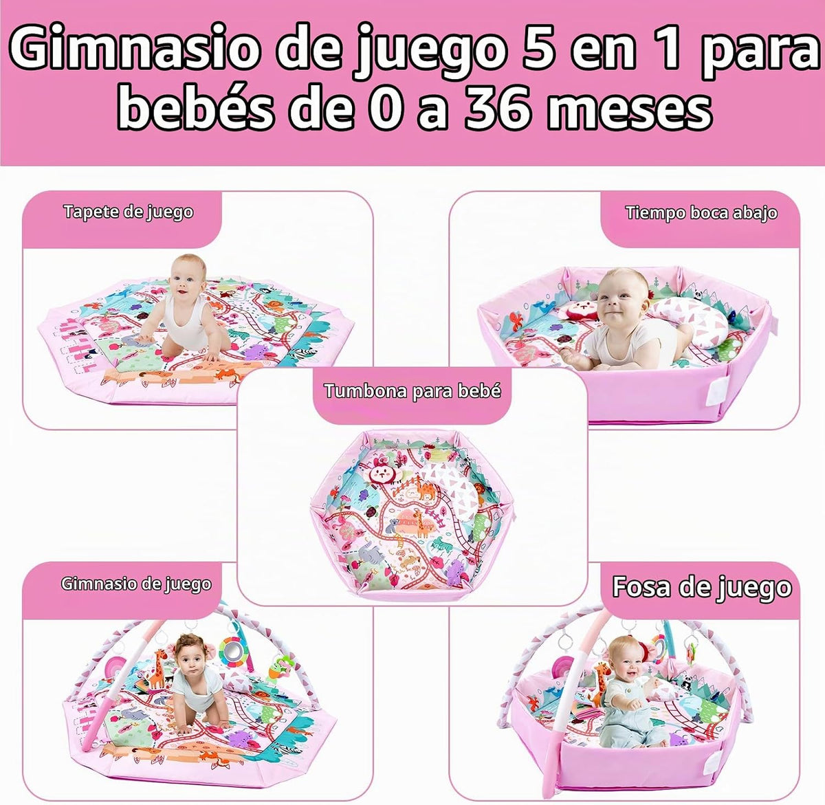 TFDER Tapete de Gimnasio para Bebé, Alfombra de 8-en-1 para Tiempo...