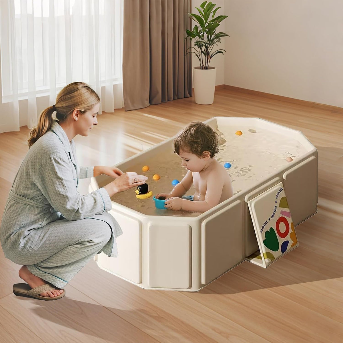Bañera para niños pequeños para ducha, bañera portátil para bebés,...