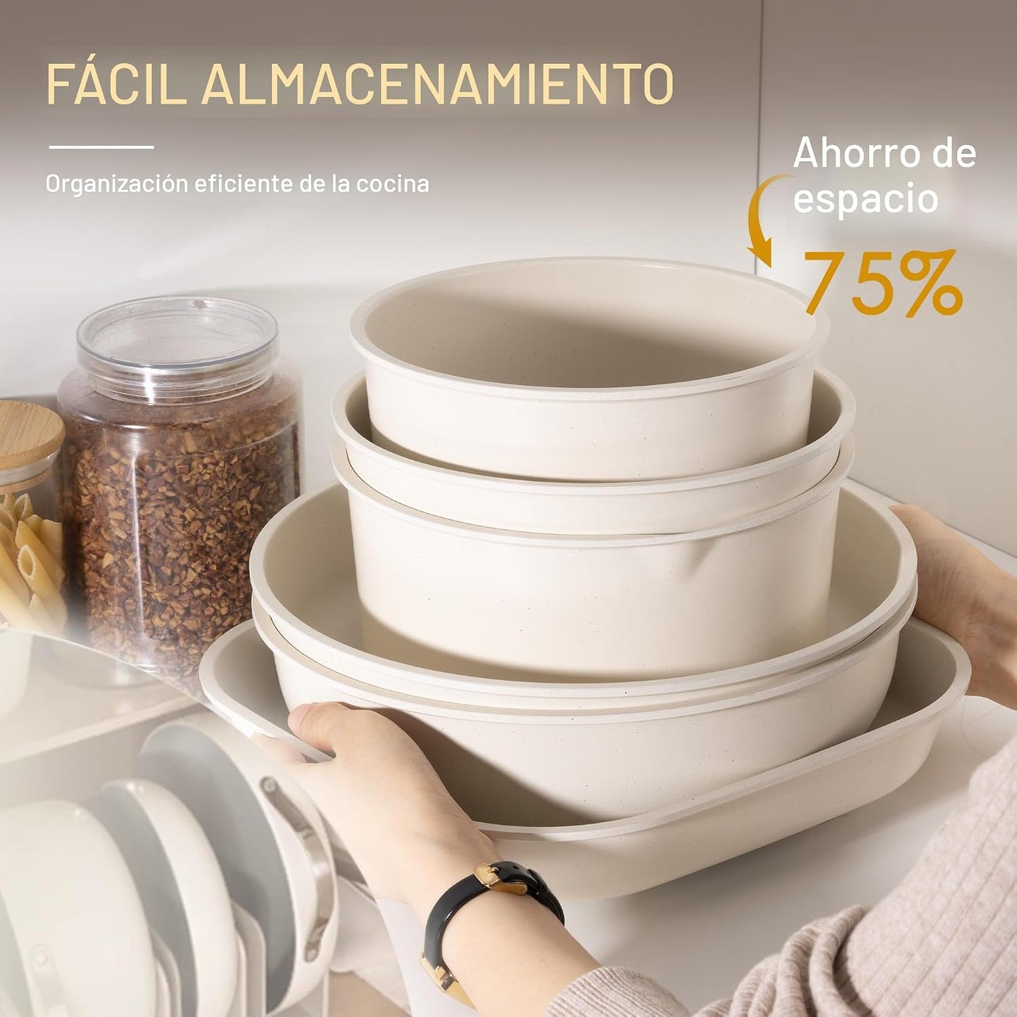 Astercook Juego de 23 ollas y sartenes antiadherentes, juego de ute...