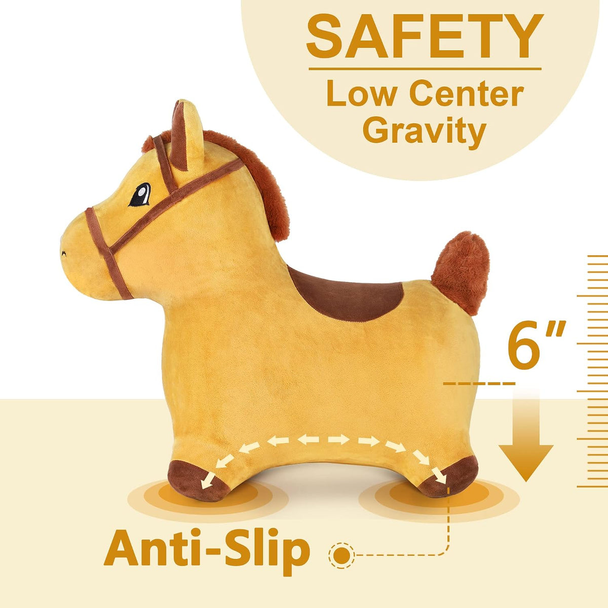 Caballo saltarín iPlay, iLearn, caballo de juguete de felpa cubiert...