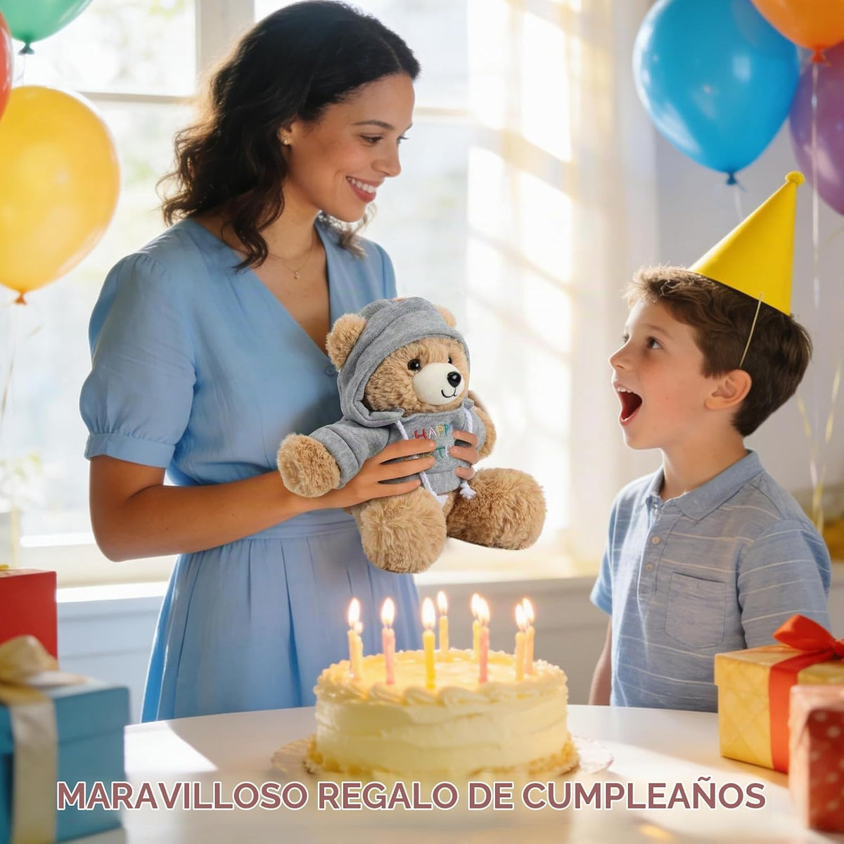 Osacoe Oso de peluche de feliz cumpleaños con caja de regalo, sudad...