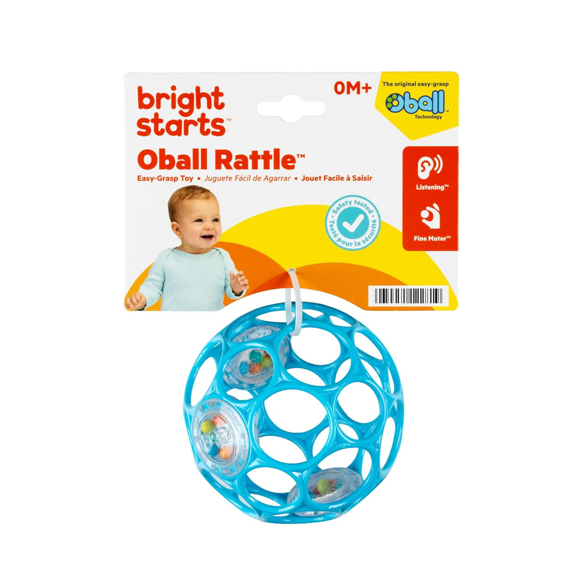 Bright Starts Oball Sonajero de fácil agarre sin BPA para bebé en a...