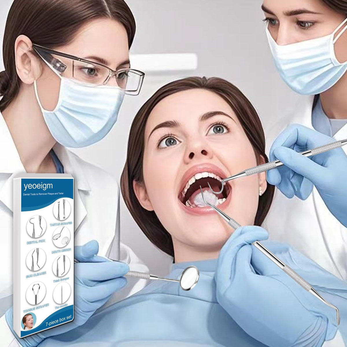 7 piezas de herramientas dentales, kit de higiene con palillos dent...